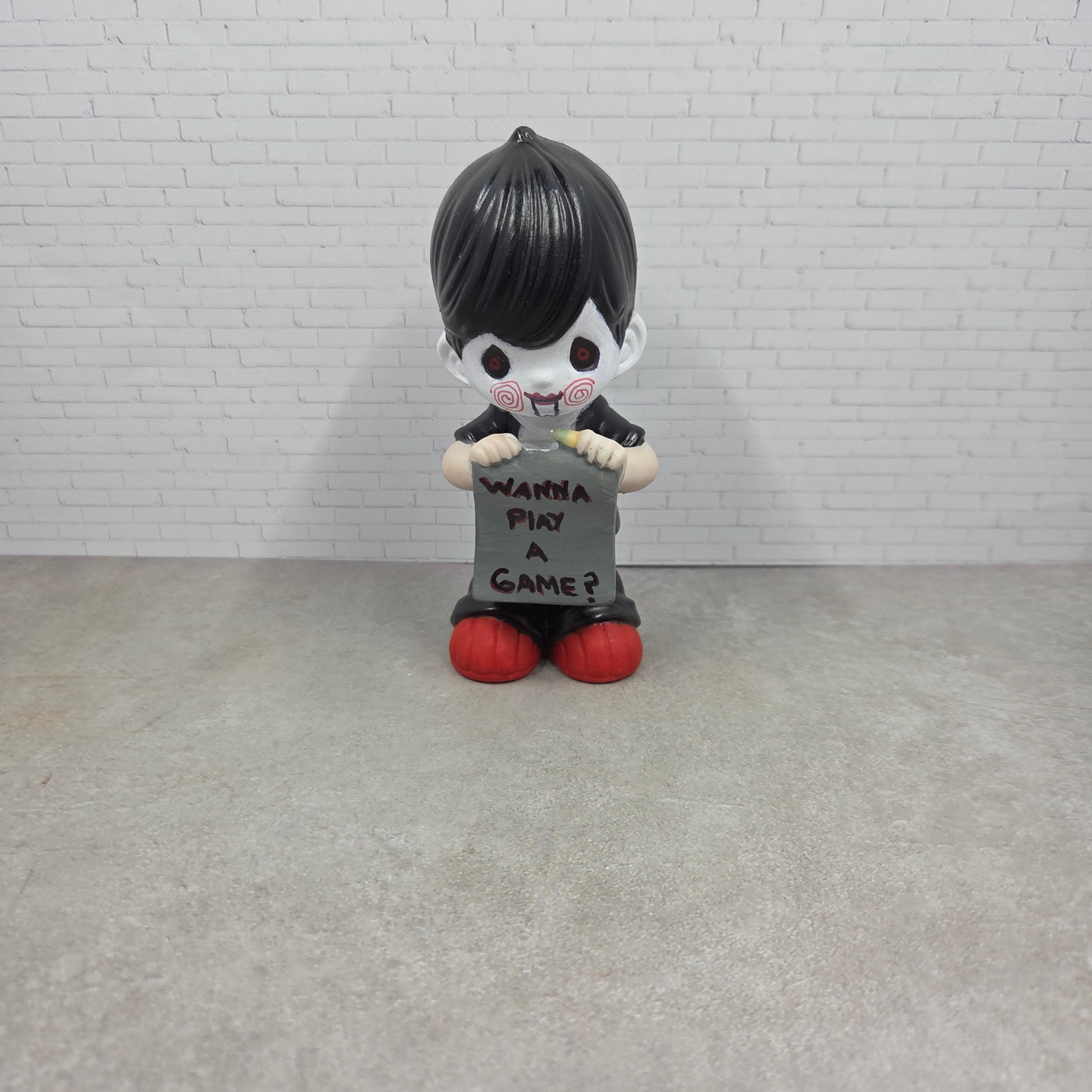 Altered "Jigsaw" Ceramic Figurine Horror Movie