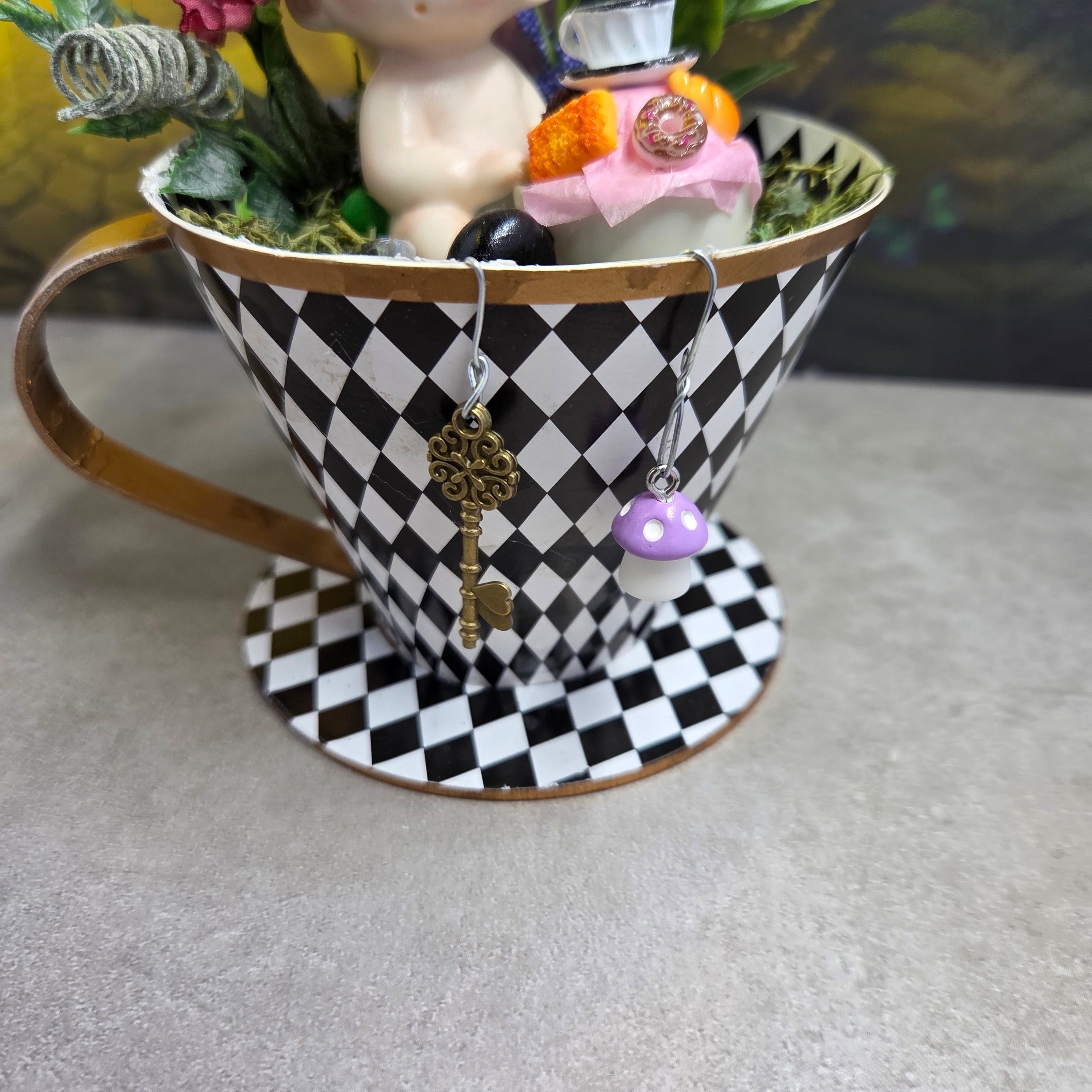 Altered "Baby Mad Hatter" Ceramic Figurine in Cup