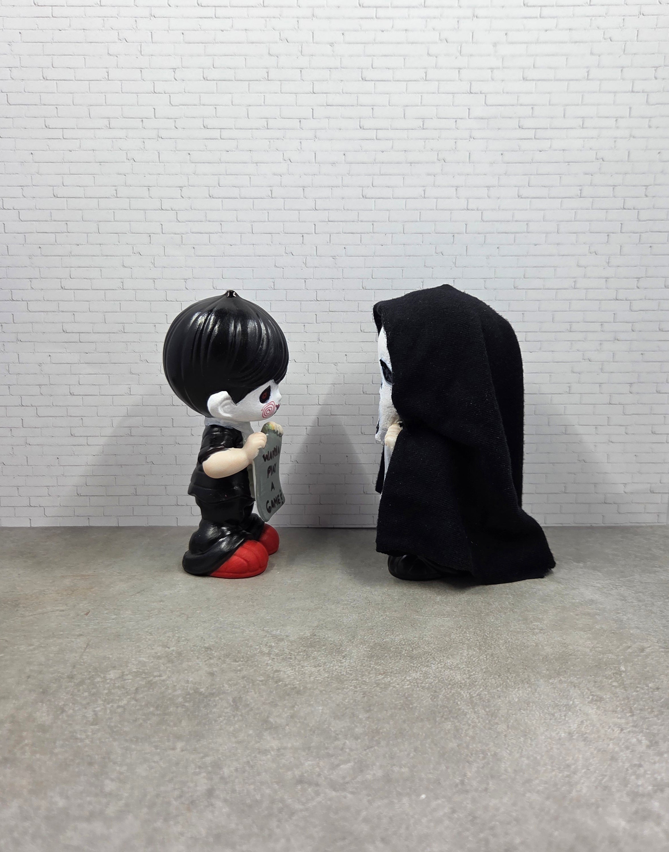 Altered "Jigsaw" Ceramic Figurine Horror Movie