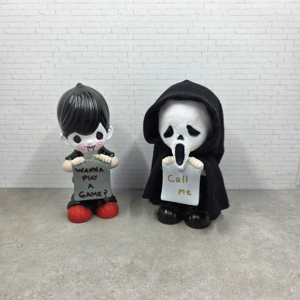 Altered "Jigsaw" Ceramic Figurine Horror Movie