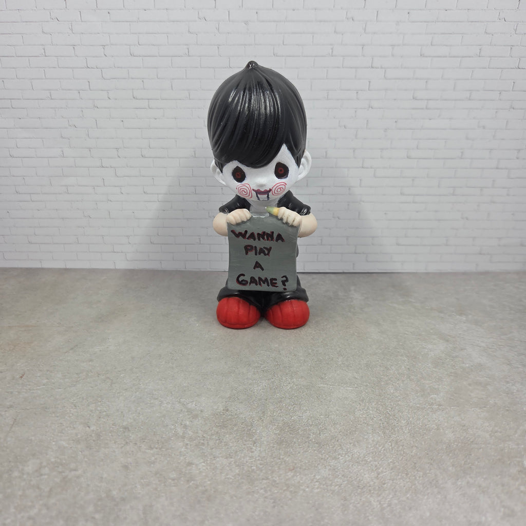 Altered "Jigsaw" Ceramic Figurine Horror Movie