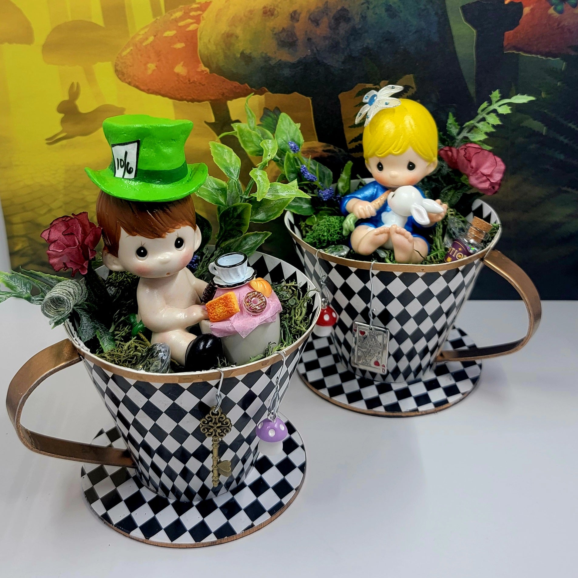 Altered "Baby Alice" Ceramic Figurine in Cup